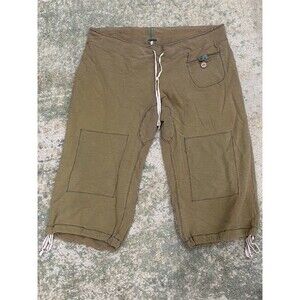 Free People Sz 8 Patchwork Boho Bohemian Pull On Pants In Beige Khaki Tan Capris